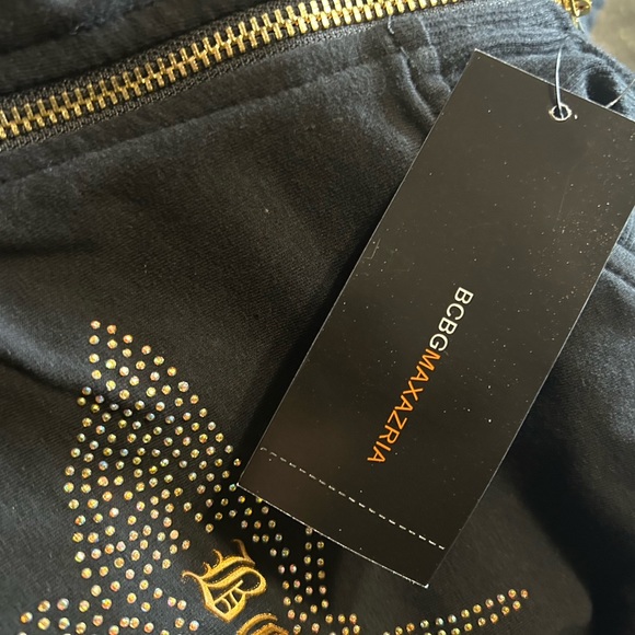 BCBG MAXAria jogging set black and gold butterfly rhinestone.  Comfortable fit. - Picture 6 of 8